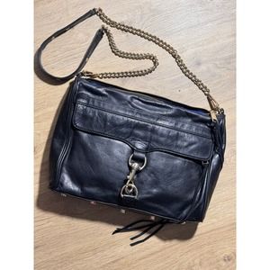Rebecca Minkoff Black Leather M.A.C. Daddy Crossbody/Shoulder Bag w/Chain Strap